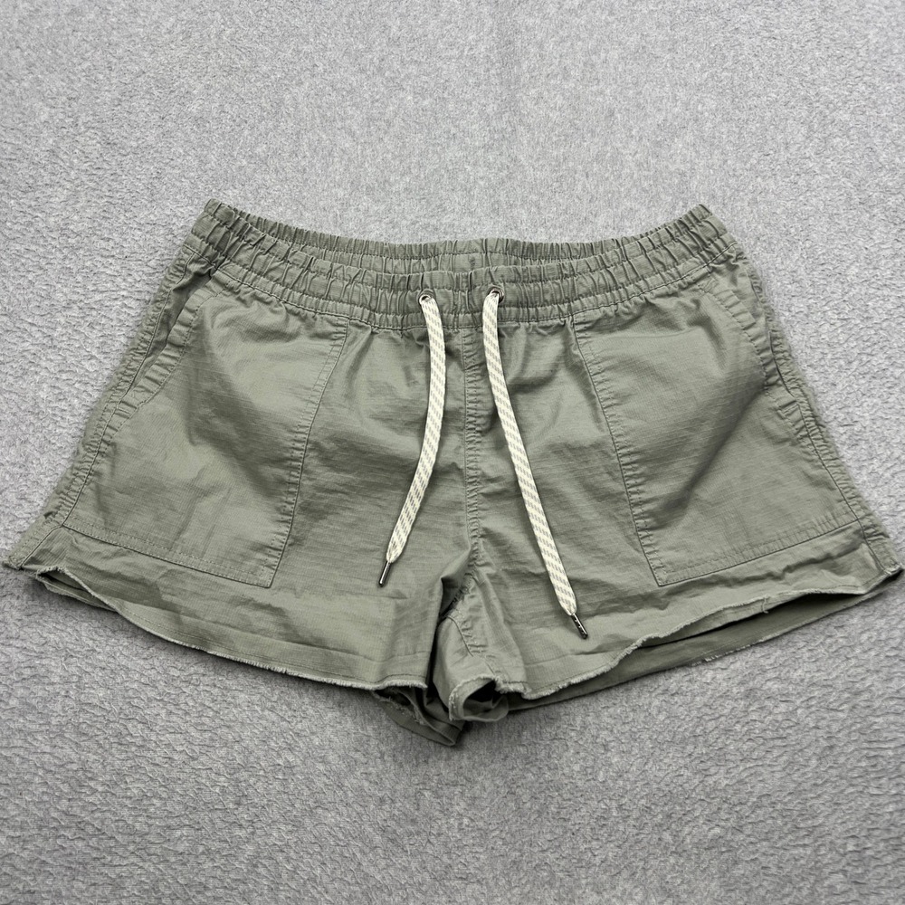 Vuori Vintage Ripstop Short Womens Large Sage Green Raw Hem Drawstring VW385